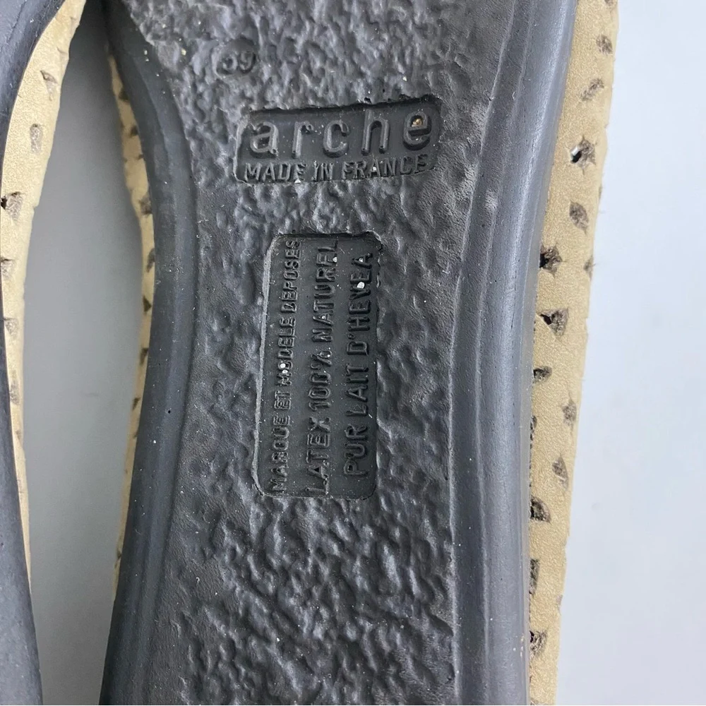 Arche Lilly Ballet Flat Beige Nubuck Size US 8 EU 39 Laser Cut Perforated Design